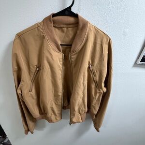 SHEIN Tan Lightweight Bomber Jacket